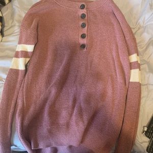 AE Pink Baseball Sleeve Sweater
